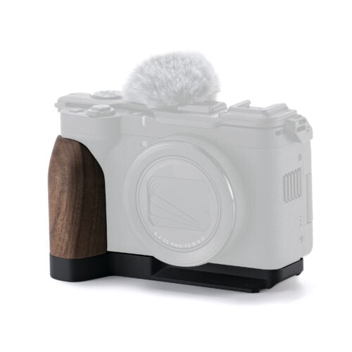 Mounting Baseplate with Wooden Grip for Canon PowerShot V1 - Black